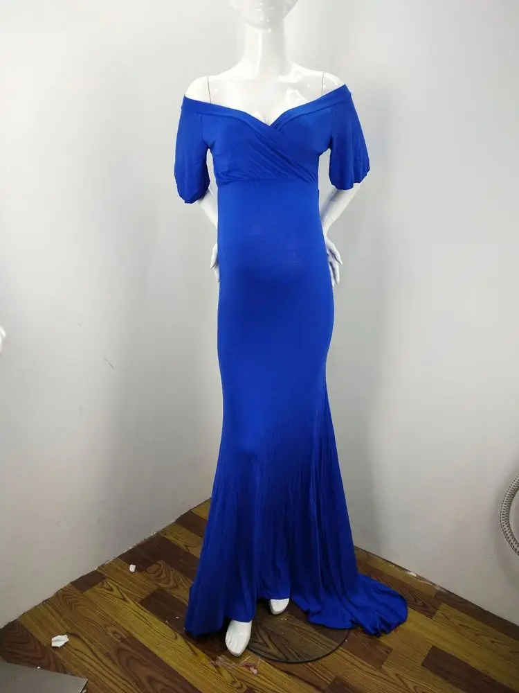 Sexy Mermaid Maternity Dresses Maxi Maternity Clothes Gown For Photo Shoots Off Shoulder Women Pregnancy Dress Photography Props (4)