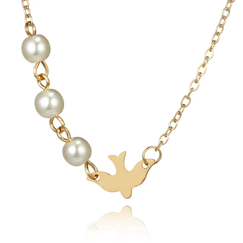 Tocona Новая мода золото цвет цепи колье цепочки и ожерелья прекрасная птица жемчуг форма дизайн Newclace для женщин дамы ювелирные изделия 6723