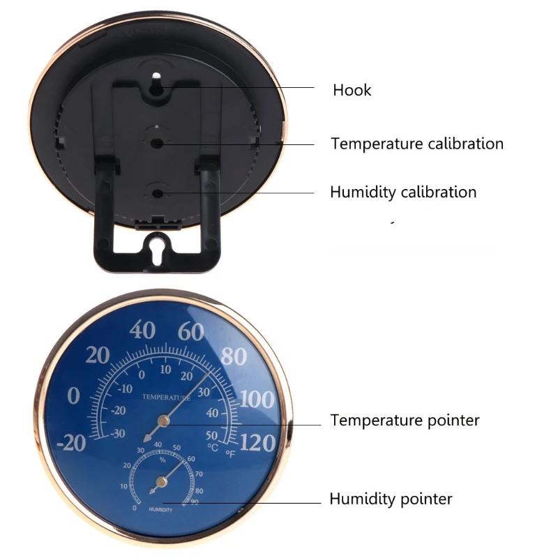 Большой круглый термометр, гигрометр, измеритель температуры и влажности, синий