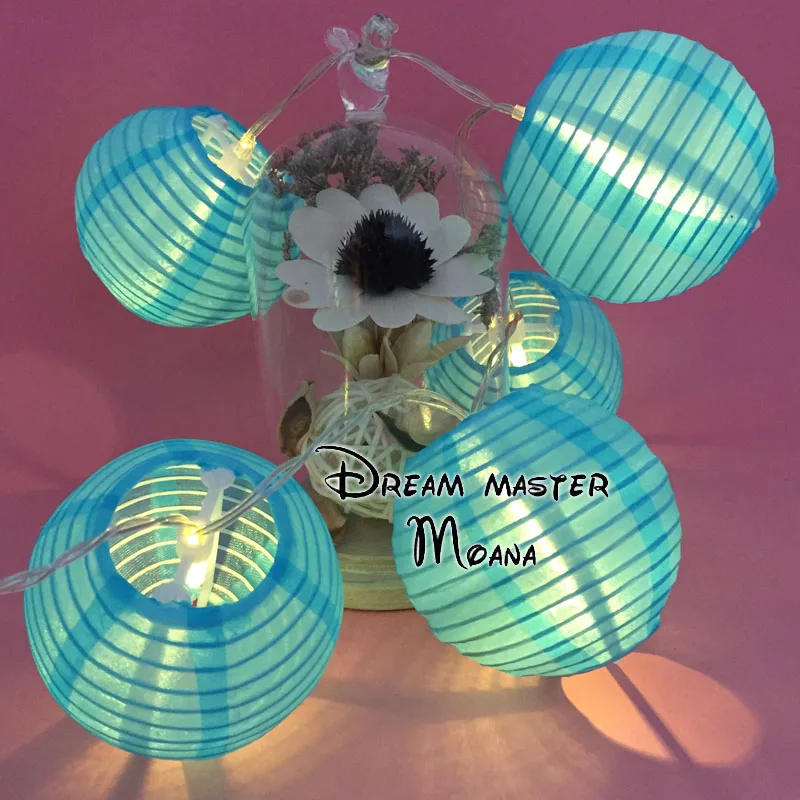 4M Battery Powered Warm White Led Lantern String Light Blue Lantern
