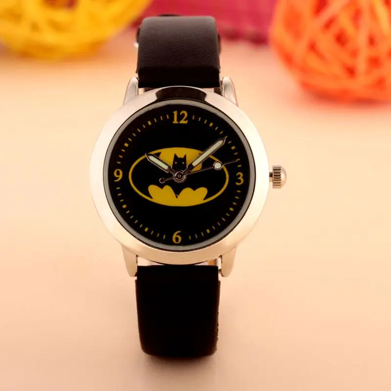 Новый мультфильм Бэтмен Обувь для мальчиков Обувь для девочек детей нетоксичные аналоговые спортивные Водонепроницаемый наручные часы