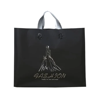 

50PCS / LOT Plastic Shopping Bags Packaging Handle Supplies Big Plastic Bags Shopping Handbag With Handles Bag