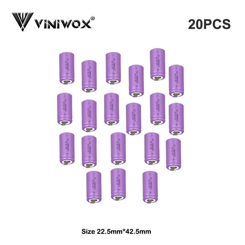 Ni-CD 2200mAh 1,2 V SC аккумуляторная батарея электроинструмент батарея электрические аккумуляторные ячейки Subc DIY для батарей 7,2 V 9,6 V 12V - Цвет: 20PCS