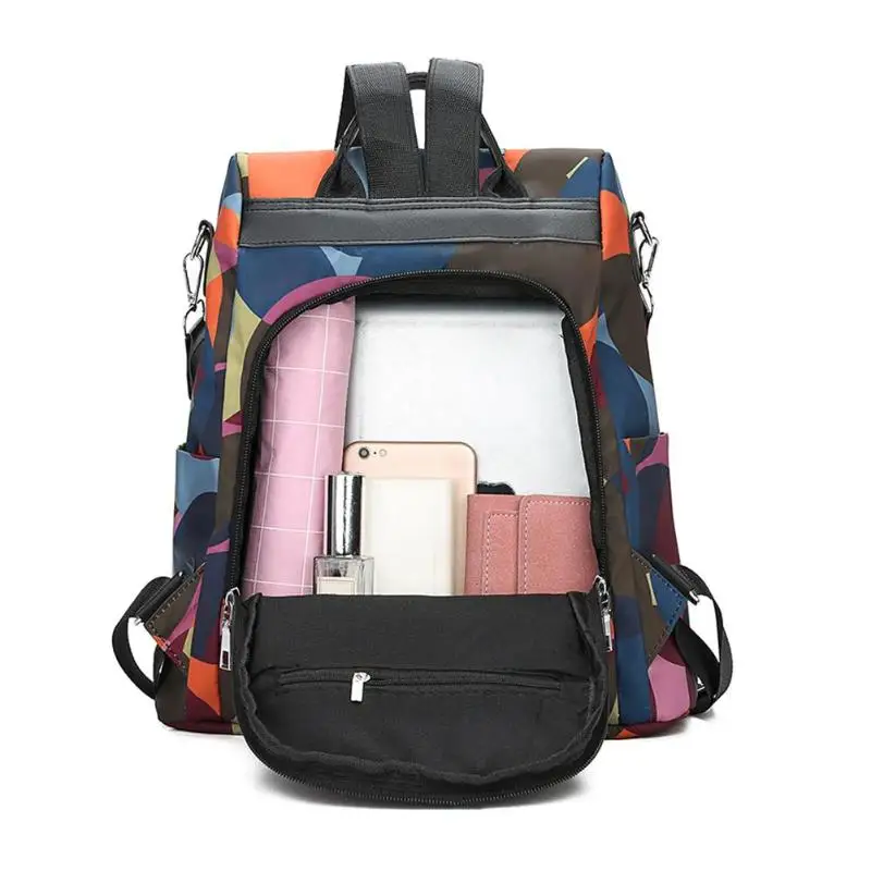 Повседневный женский рюкзак из ткани Оксфорд с защитой от кражи, школьные сумки для девочек, Подростковая Дорожная сумка на плечо, цветная модная большая задняя Сумка