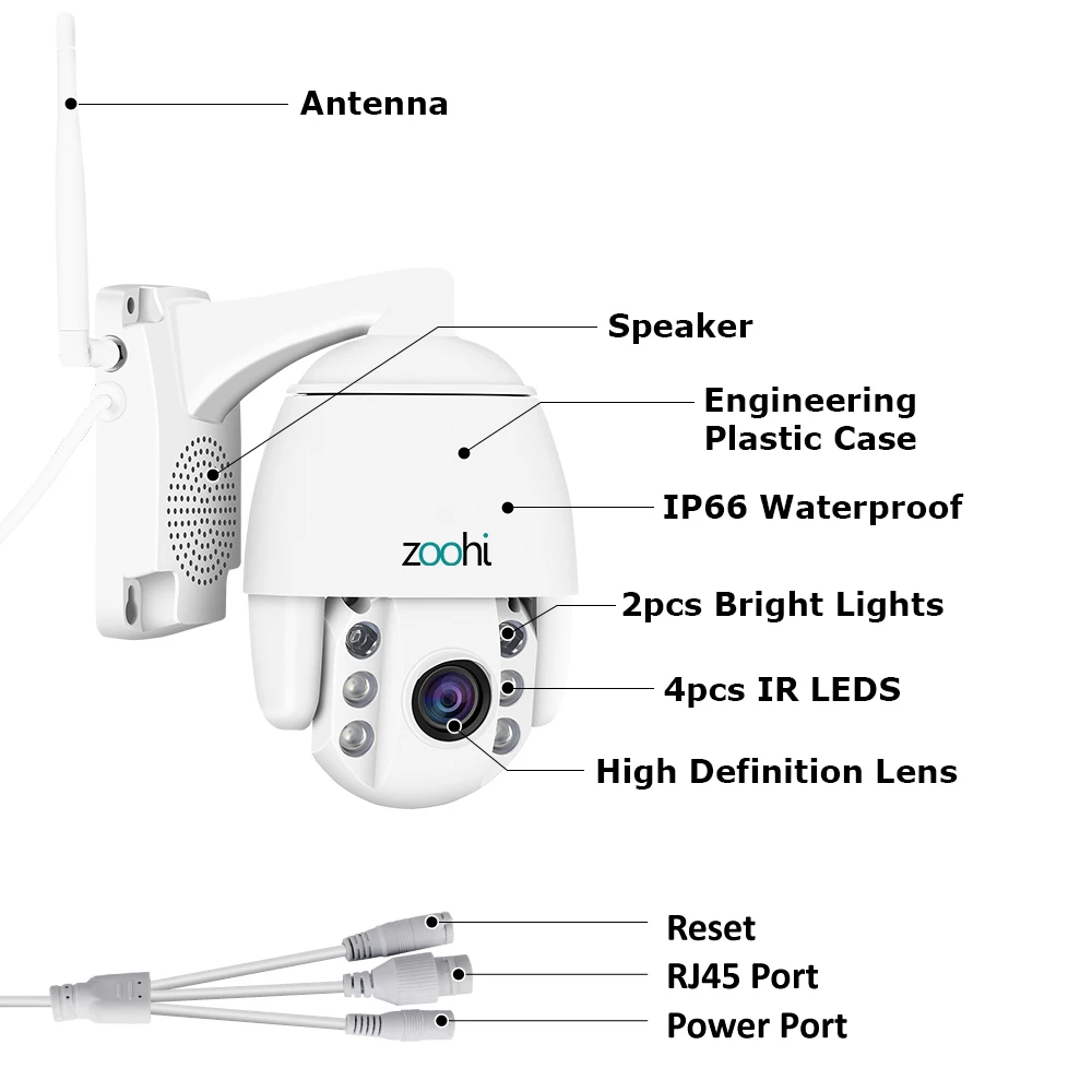 Zoohi PTZ беспроводная уличная камера IP камера двухстороннее аудио 1080 p вращающийся купол Survellance Камера Безопасности s CCTV wifi 2MP IR