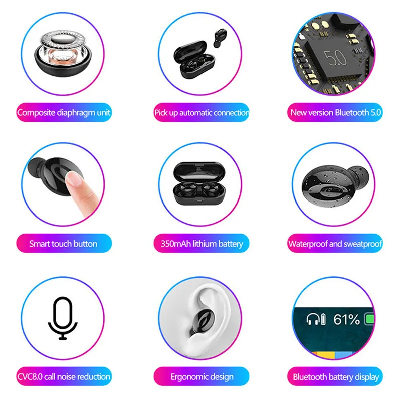 TWS, Bluetooth наушники, беспроводные наушники, Bluetooth наушники, беспроводные наушники, спортивные наушники для телефона, свободные руки, наушники