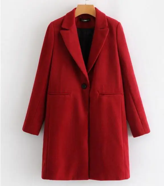 Las mujeres de invierno rojo largo abrigo de lana, una elegante botón Oversize Parka abrigo cappotto donna abrigos para mujer invierno 2019 - 6