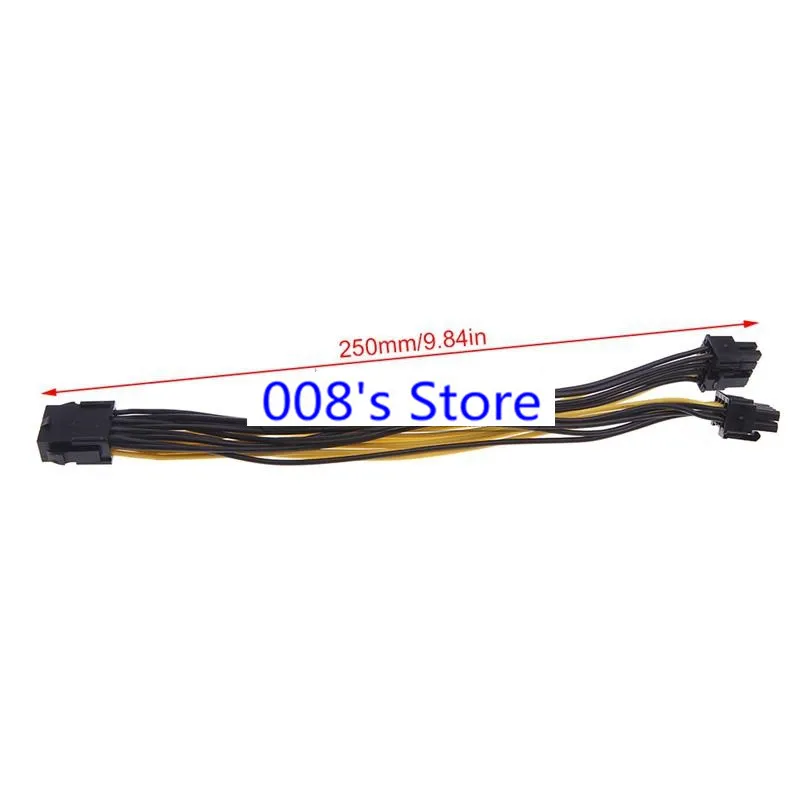 جديد 25 سنتيمتر pc امدادات الطاقة الكابل cpu موليكس 8 دبوس إلى 2 pci-e 8 (6 + 2) موصلات دبوس بطاقة الرسومات 18awg صريح الغائر الخطان