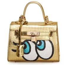 New Women Luxury Handbag Alligator Leather Cute Cartoon Shoulder Flap Bag Female Crocodile Crossbody Bags Bolsa Feminina 2016