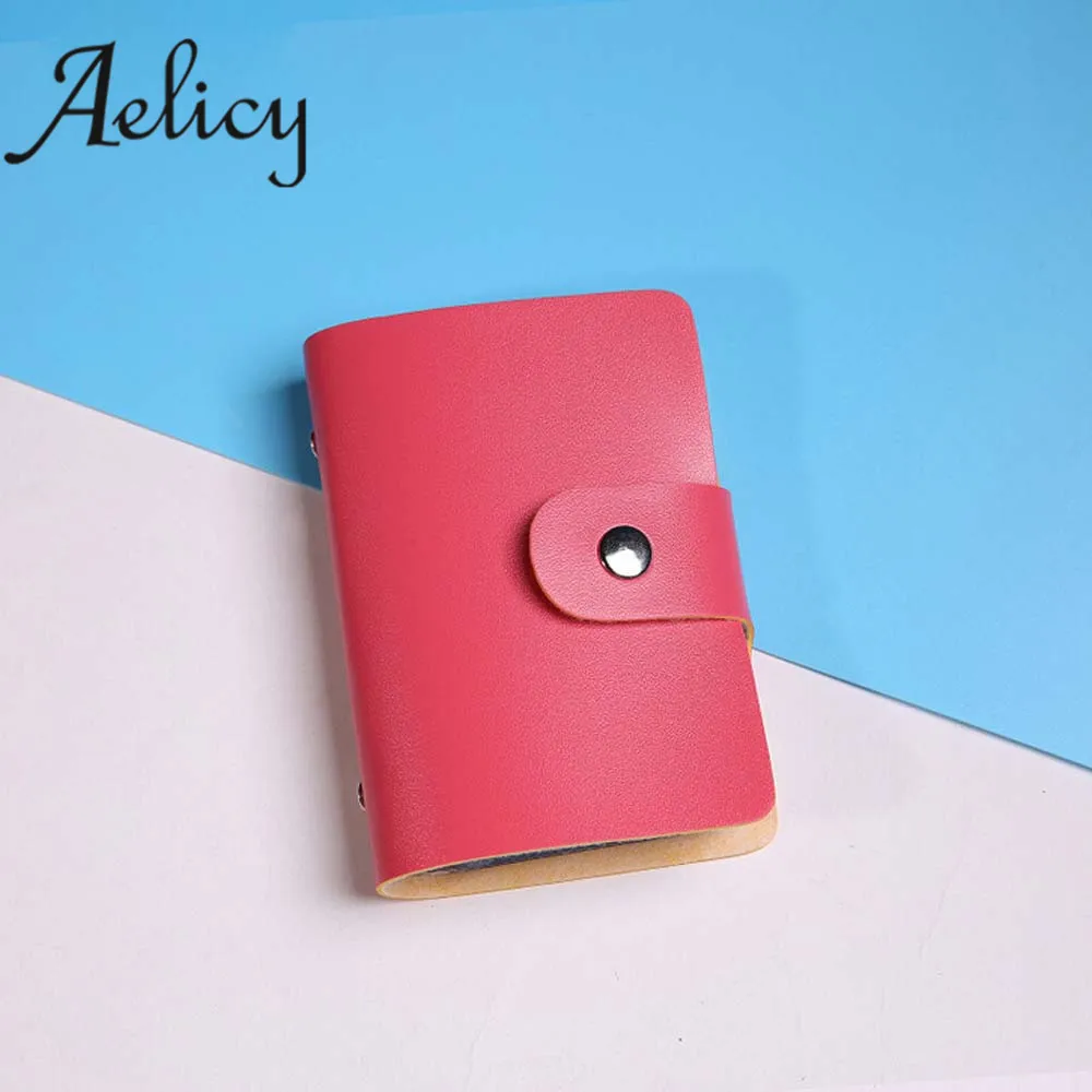 

Aelicy Men Women Leather Credit Card Holder Case Card Holder Wallet Business Card wallet short wallet women zipper purse card
