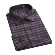 Мужская повседневная нормальная клетчатая Деловая блузка с длинными рукавами и пуговицами