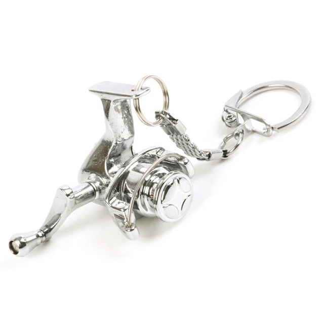 Mini Key Chains Portable Simulation Fly Fishing Reel Golden Keychain
