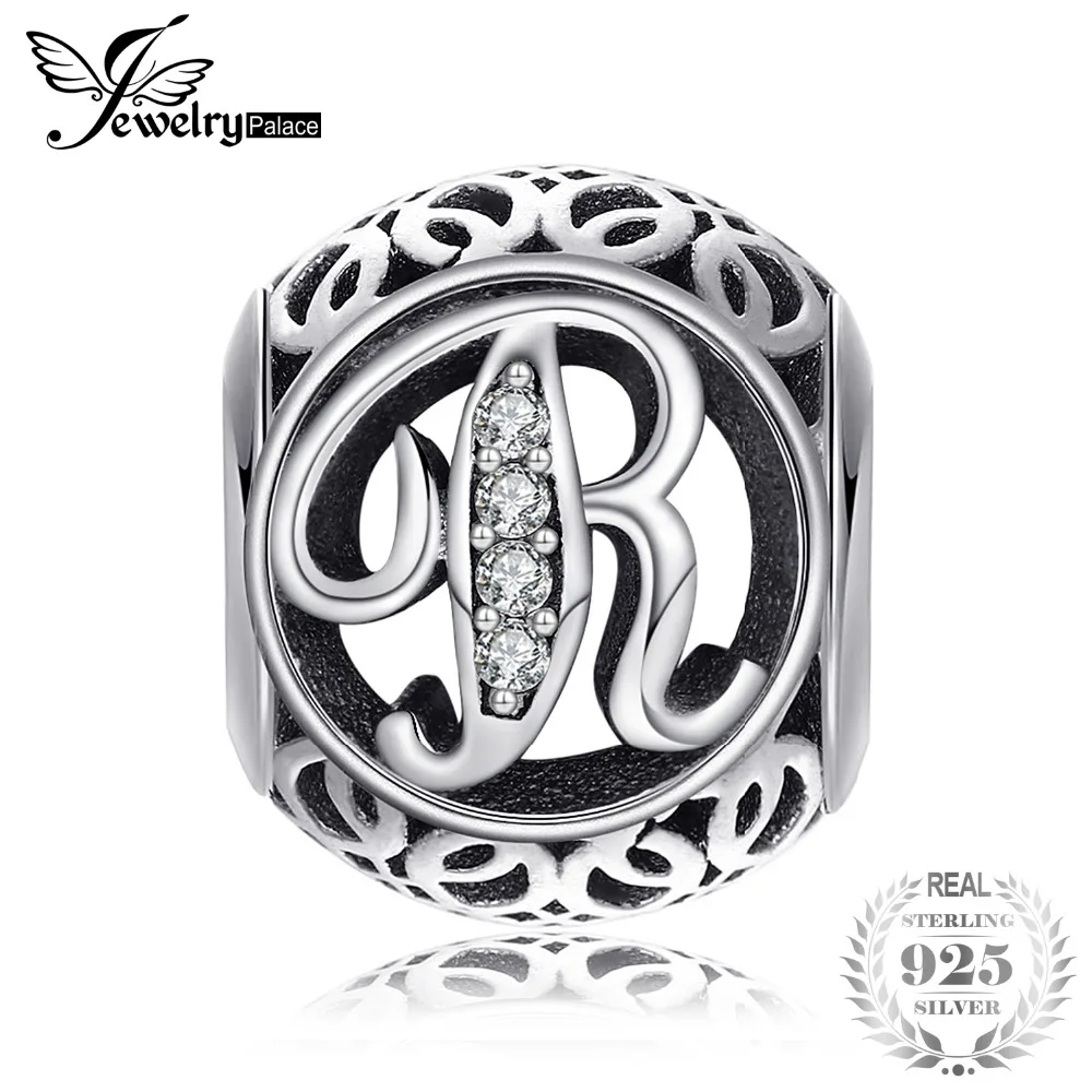 Jewelrypalace стерлингового серебра 925 Буква R жемчужный бисер Подвески Fit Браслеты
