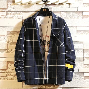 

Long Sleeve Shirt Men Plaid Pattern Plus Size Male Clothing Casual Shirts Men