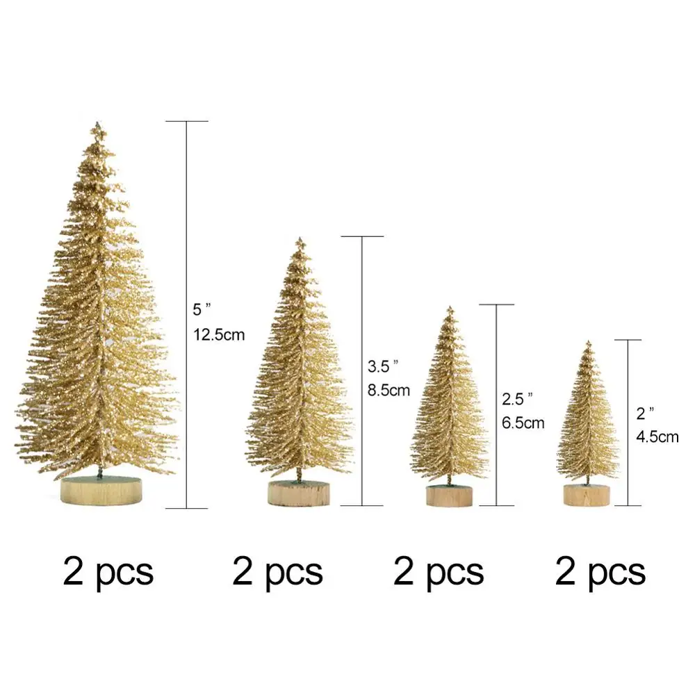 OurWarm 8 шт. цветная мини Рождественская елка маленькая сосна разные размеры веселое Рождественское украшение стола подарки на год - Цвет: gold