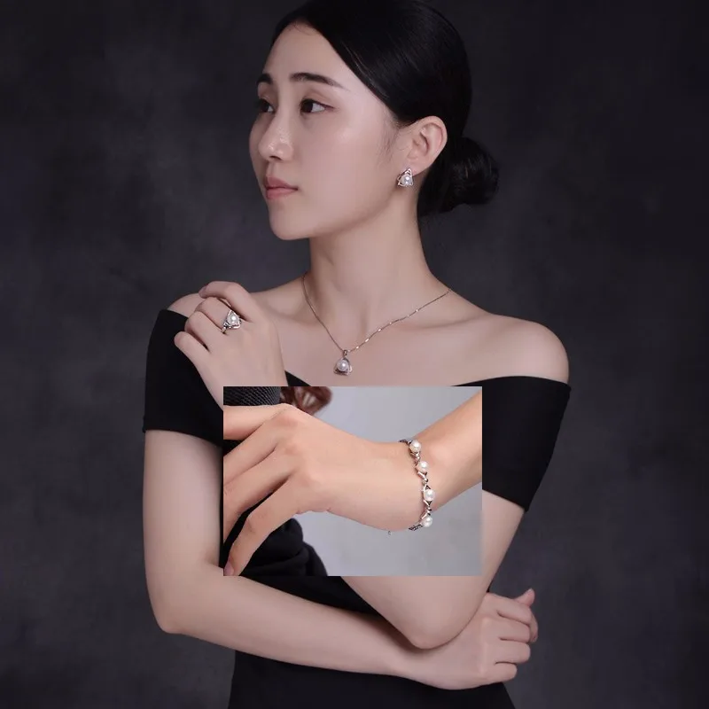 tz09044set silver pearl earring necklace bracelet fine jewelry (2)