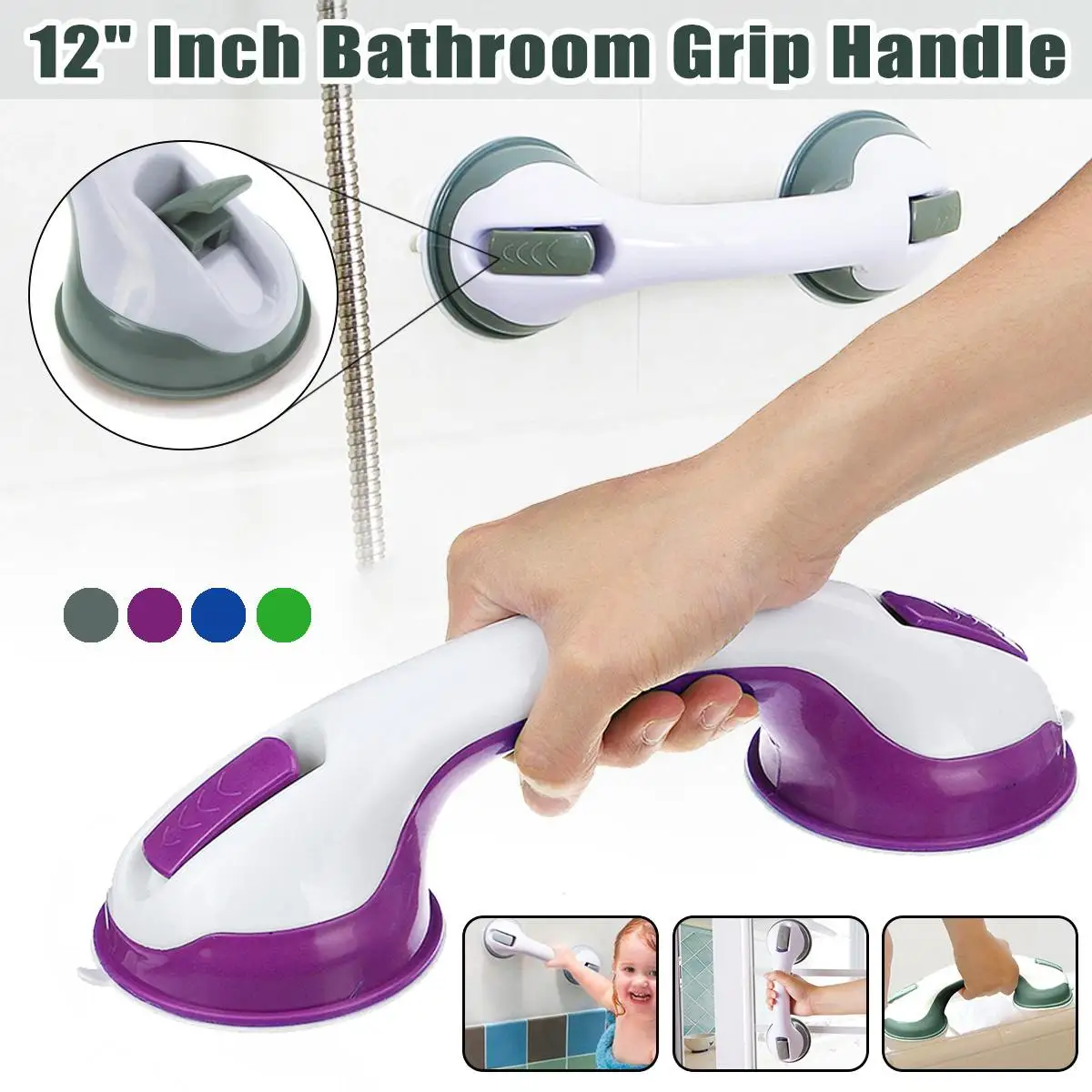 

Portable Bathroom Grip Rail SPA Bath Shower Support Safety Suction Mount Handle Bar Vacuum Suction Cup Anti Slip Support