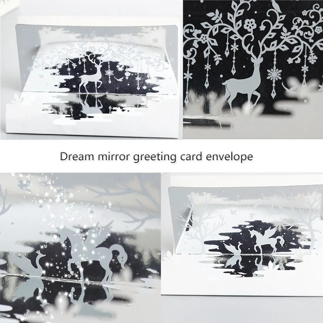 

FangNymph 3D Cartoon Animals Paper Folding Type Greeting Cards with Envelope Deer Birthday/Christmas Card bookmark