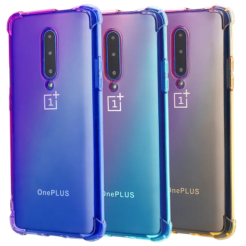 Чехол для oneplus 7, прозрачный, милый, градиентный, тонкий, TPU, чехол для телефона, усиленные углы, противоударный, защитный чехол для oneplus 7 pro