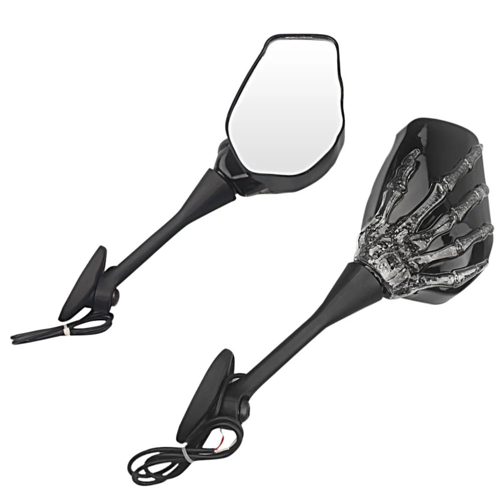 Светодиодный указатель поворота череп ручной узор мотоциклетные боковые зеркала заднего вида для Honda CBR 600 1000 RR CBR 250 500 300 R