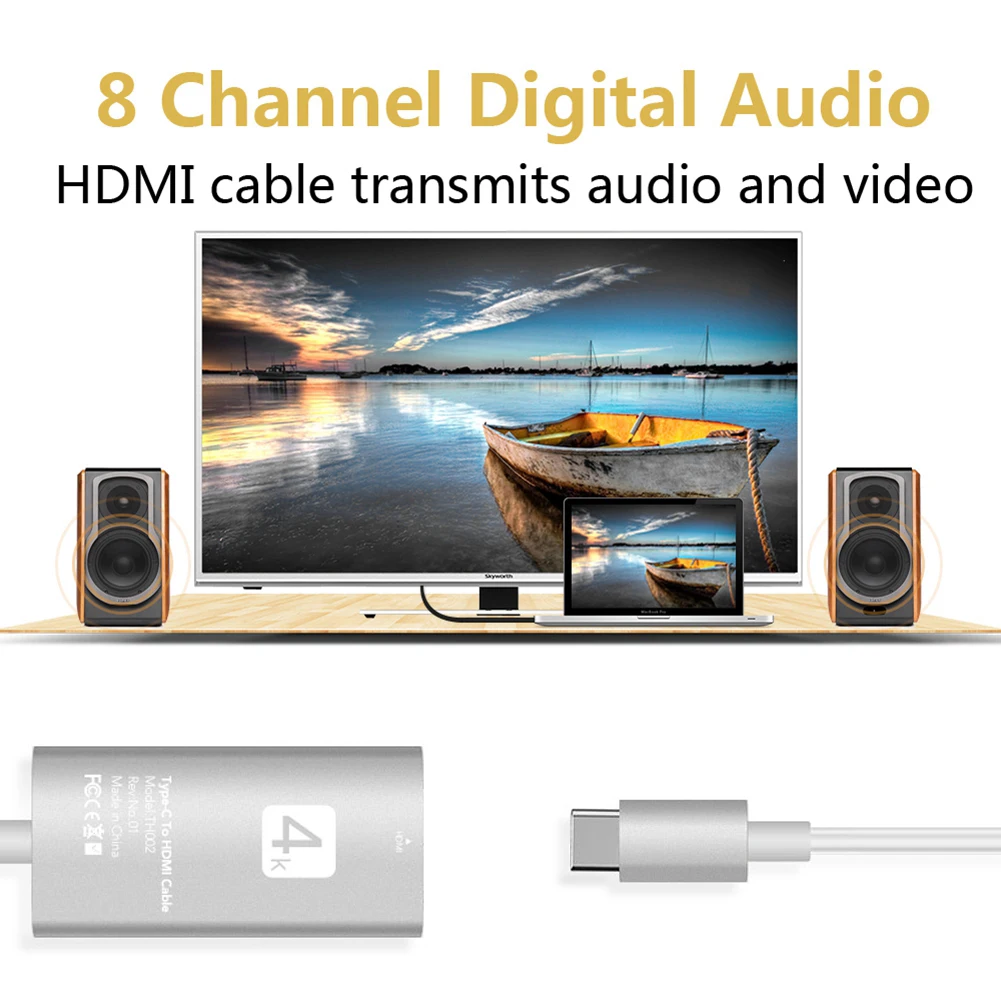 USB-C type-C к HDMI 4K * 2K UHD HDTV адаптер для Samsung Galaxy S8 S8 + MacBook Silvers