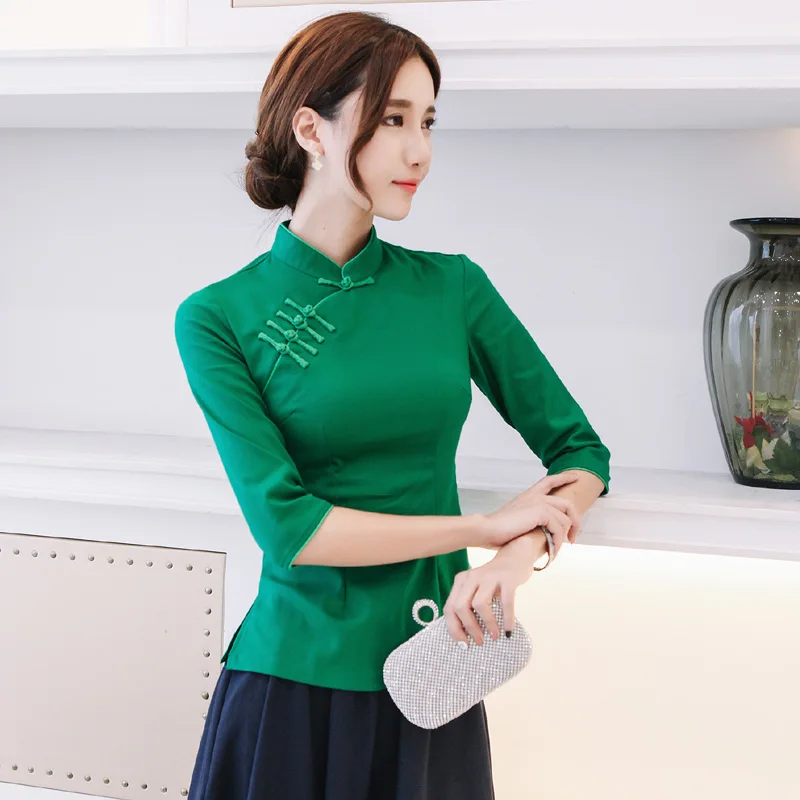 

Chinese Top 2018 New Arrival Spring Summer cheongsam top women blusa chinesa chinese style clothing chinese clothing store