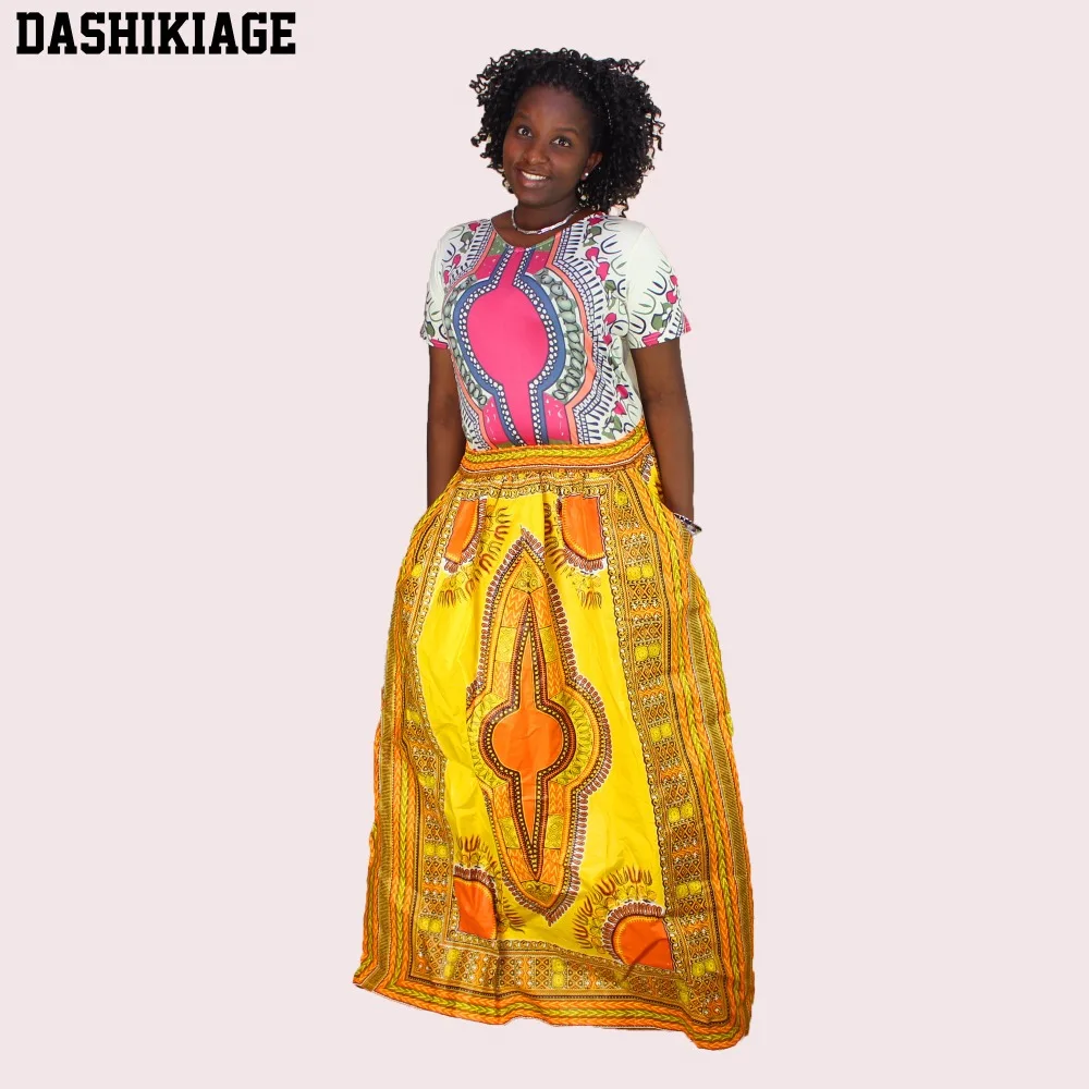 JAVA WAX Long Maxi Vintage Skirts High Waist African Print Dashiki