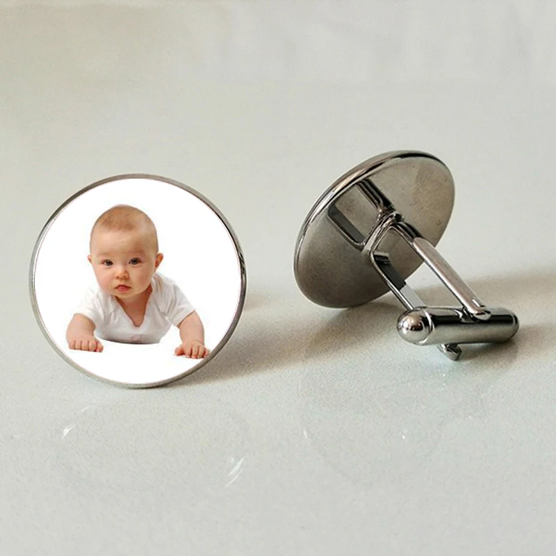 

Handmade Personality Photo Family Photo Baby Child Dad Mom Brother Sister Grandparents Family Folding Cufflinks Private Custom