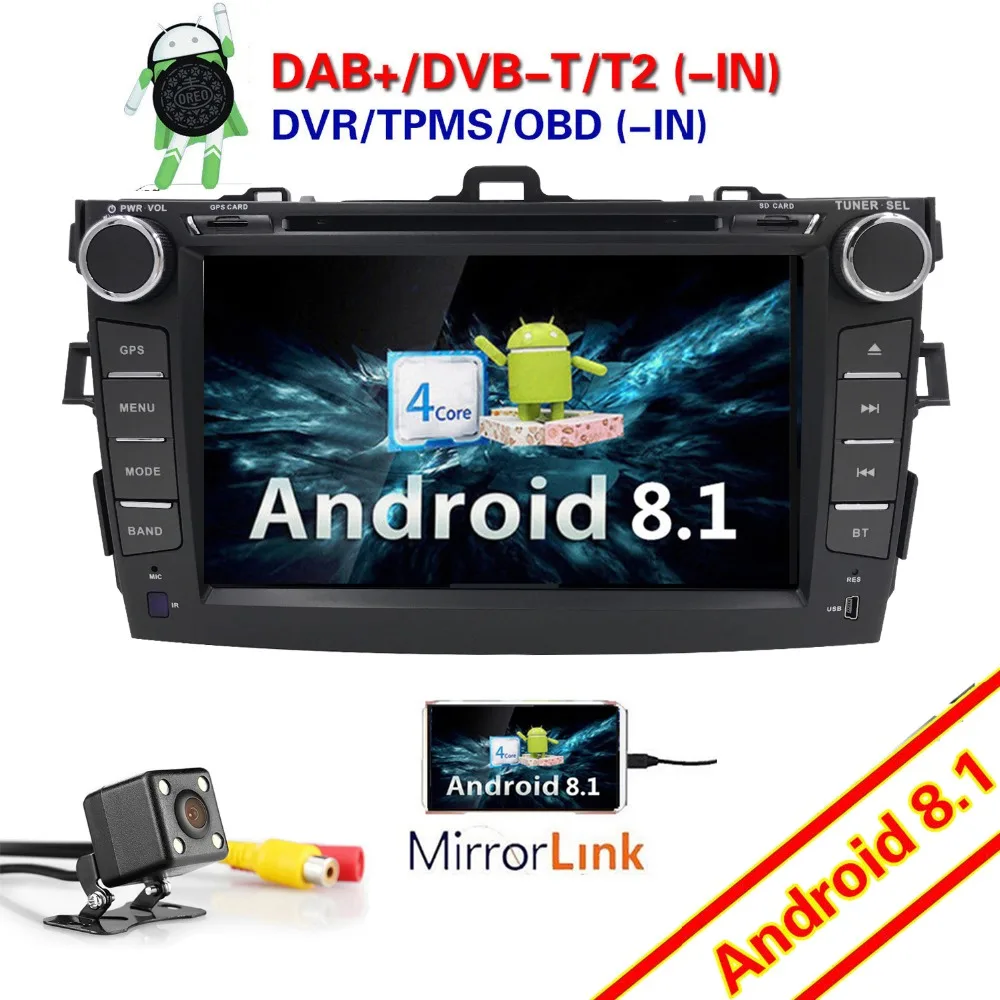 

8" 2Din Android 8.1 Car CD DVD Player For Toyota Corolla 2007-2011 Stereo Radio GPS SatNavi Bluetooth WIFI DAB Headunit HD