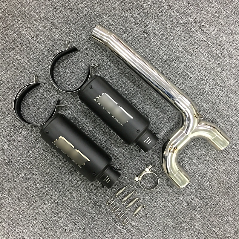 

For Yamaha FZ6 FZ6N FZ6S Stainless Steel Motorcycle Exhaust System 51 mm Dual-outlet Mid Converter 2 Tail Pipe No DB Killer Slip