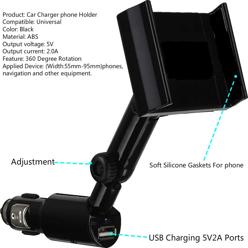 Fimilef 2 في 1 USB سيارة الهاتف حامل سيارة شاحن ل iphone سامسونج الهاتف المحمول حامل القوس مع مقبس السجائر أخف Fimilef 2 في 1 USB سيارة الهاتف حامل سيارة شاحن ل iphone سامسونج الهاتف المحمول حامل القوس مع مقبس السجائر أخف