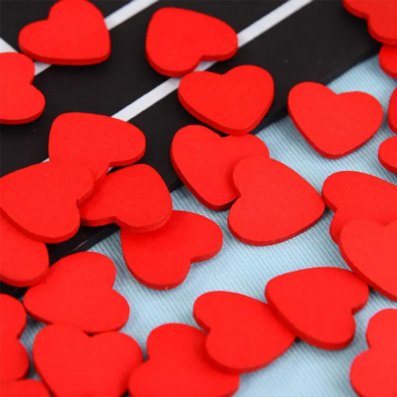100 шт Деревянные красные сердца стикеры на холодильник Романтическая любовь свадебная комната наклейки на стену губка лента декоративные наклейки