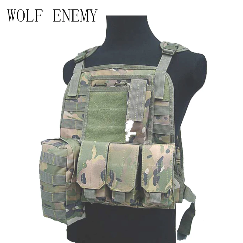 Tactical Combat Airsoft Paintball Hunting Shooting Combat Molle Vest Chest Rig Harness W/ Triple 5.56mm Mag Pouch Multicam