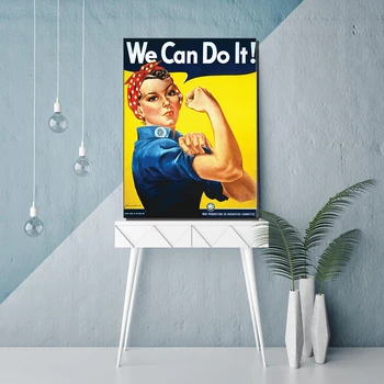 

We Can Do It Rosie Woman Power Canvas Painting for Living Room Wall Decor Posters and Prints Vintage Home Decor Wall Art Custom