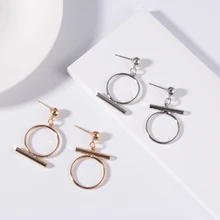 SUKI Originalità Studente Grande Rotonda Asimmetria Coreana Del Pendente di Goccia Orecchino Della Vite Prigioniera Della Signora Delle Donne Del Partito di Estate Accessori Ragazze Gioielli(China)