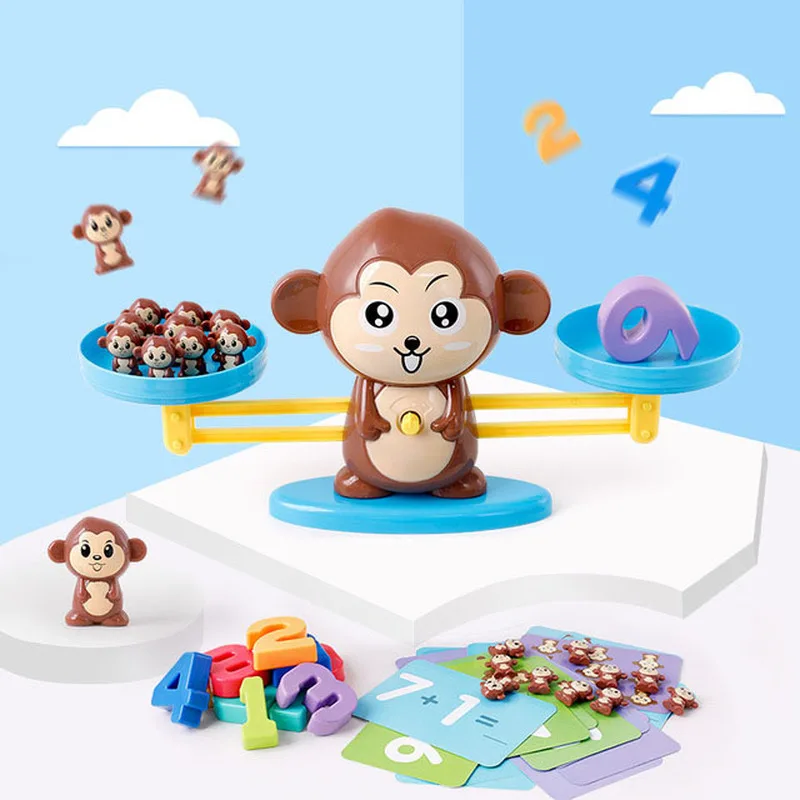 

Early Childhood Education Tools Monkey Mathematical Balance Digital Addition Counting Teaching for Children Family Table Game