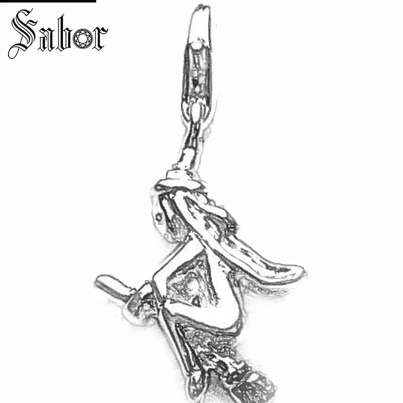 

thomas Witch Riding a Broomstick Charm, gifts Jewelry For Man & Women,2019 Character Gift Silver charms