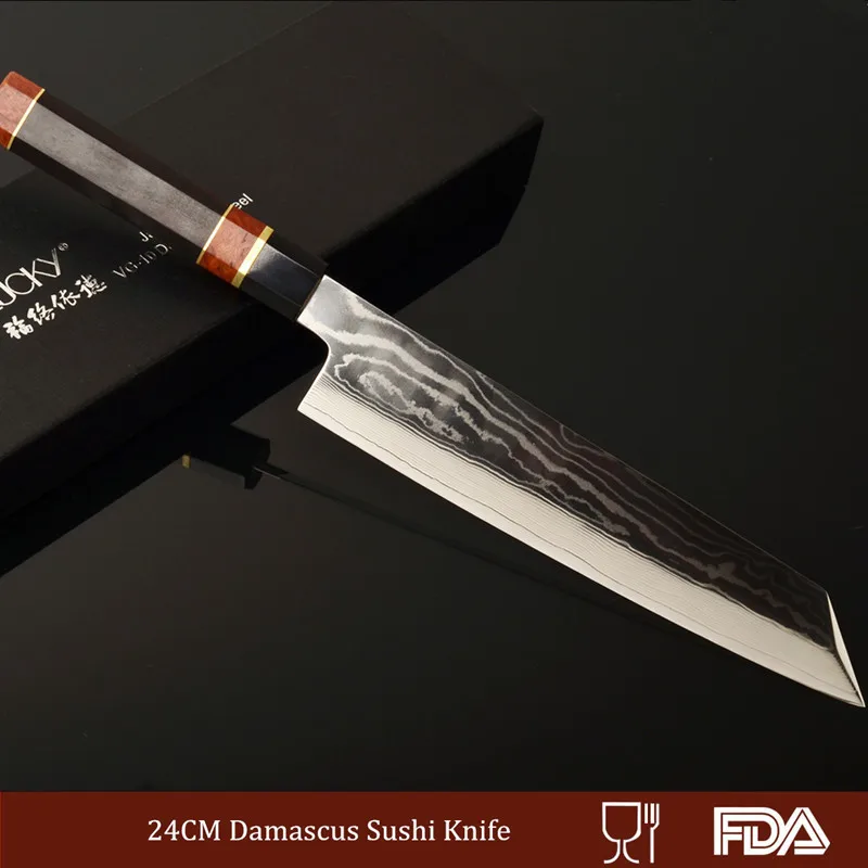Нож для суши Kiritsuke VG10 кухонный японский сашими из дамасской стали нарезки лосося