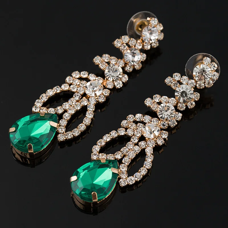 

YFJEWE Luxury Full Rhinestone Earrings For Women Classic Elegant Long Multicolor Drop Earring Jewelry Party Dress #E078