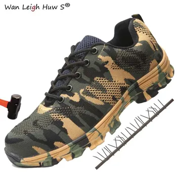 

35~50 Construction Men's Outdoor Plus Size Steel Toe Cap Work Boots Shoes Men Camouflage Puncture Proof Breathable Safety Shoes