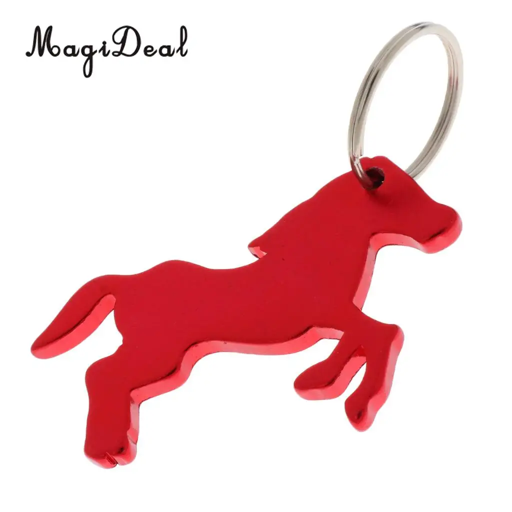 MagiDeal 3 Style Alloy Horse Bottle Opener Key Ring Keychain Bag Pendent Red
