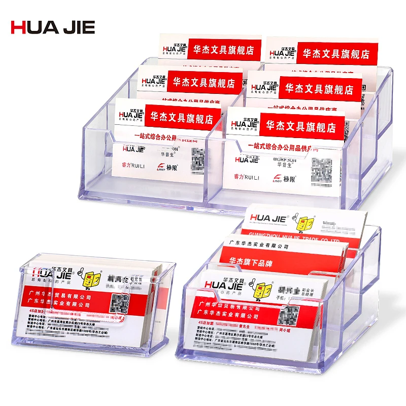 

Transparent Business Card Holder Simple Office Stationery Desktop Card Storage Box Display Stand Note Holder Office Supplies H24