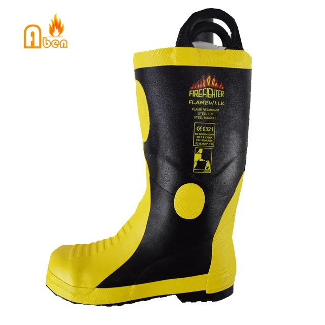Fire fighting boots shoes with steel toe cap fireman protected wearing