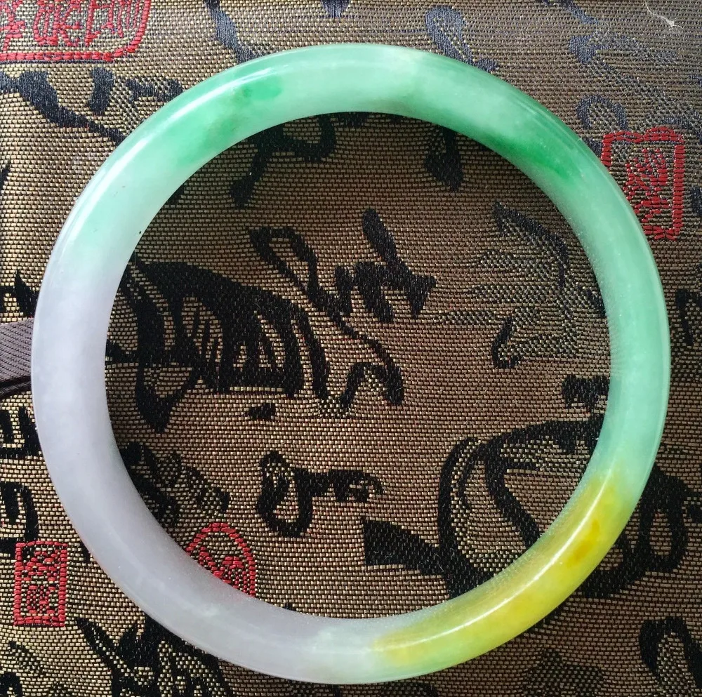 

2793 PURPLE GREEN YELOW JADE BANGLE BRACELET