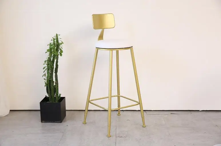 Nordic gold high back bar stool casual coffee chair creative dining bar chair Nordic gold high back bar stool casual coffee chair creative dining bar chair