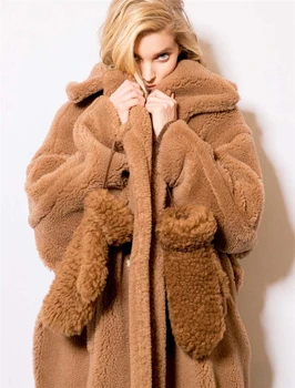 

Teddy velvet Faux fur Coat Warm Christmas Holiday Type cocoon Celebrity Fashion Evening Party Sexy Women Fur Coats wholesale