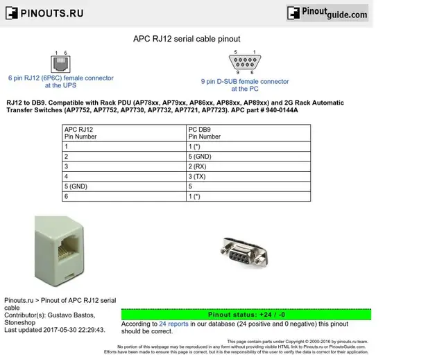 db9 rs232 to rj11 rj12 adapter for APC ups pdu switches RJ12 serial