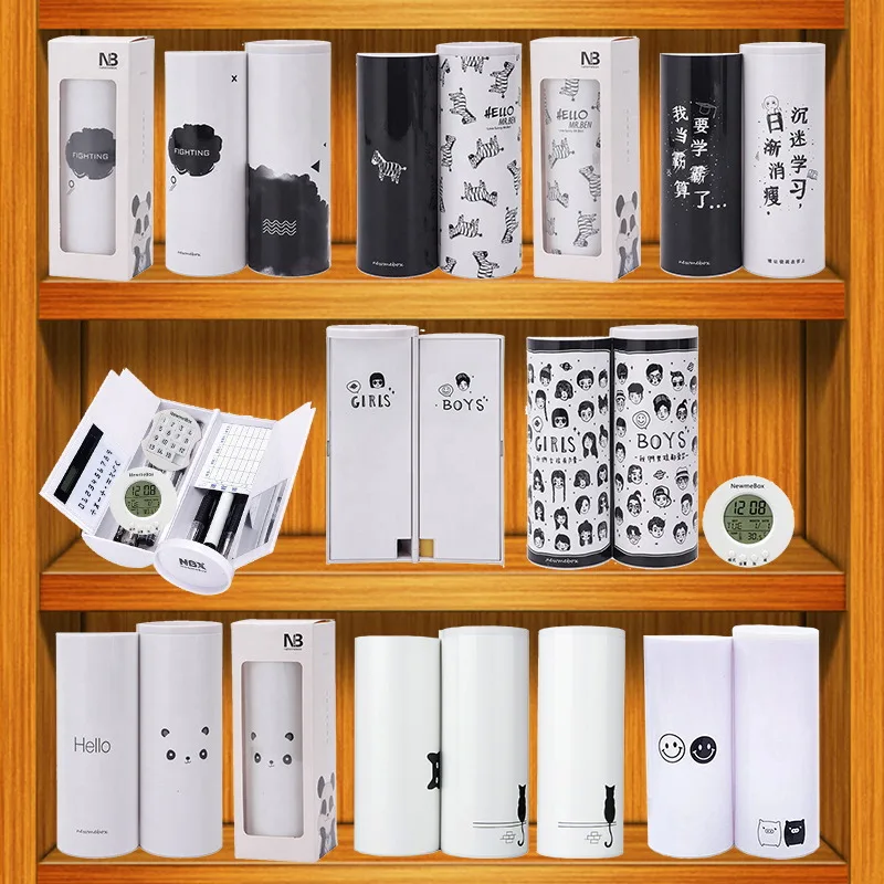 Baratos Caja de lápices multifuncional NewmeBox caja de lápices de gran capacidad con calculadora de espejo para niños y niñas papelería escolar