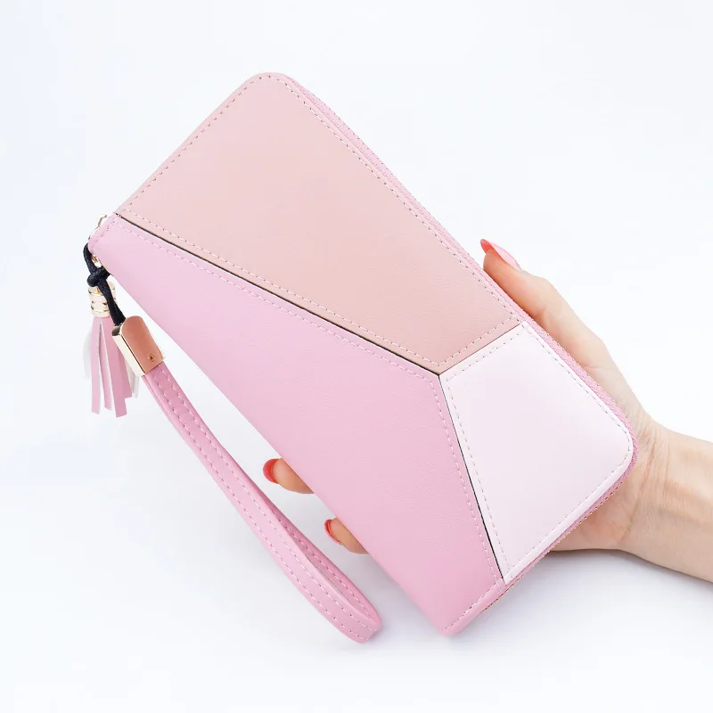 

Female Wallet Contrast Color Stitching Long Wallet Clutch Bag Female 2019 New Simple High-capacity Zipper Small Wallet