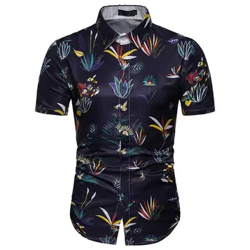 

Social Shirt for Men Casual Short Sleeve Floral Men's Shirts Beach style 3D flower Blouse Men Summer New